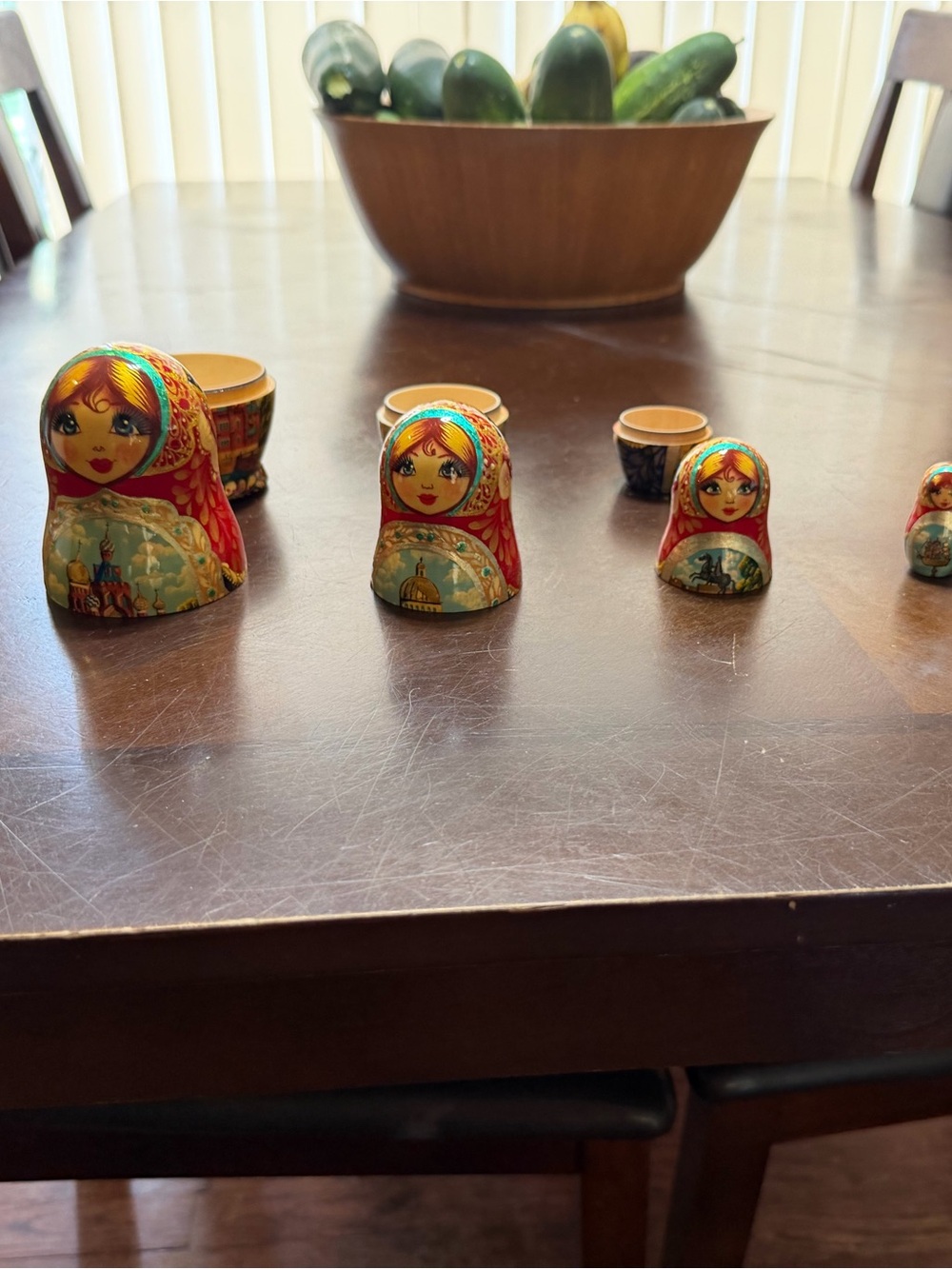 Traditional Red Matryoshka Nesting Dolls Set - Classic Russian Style